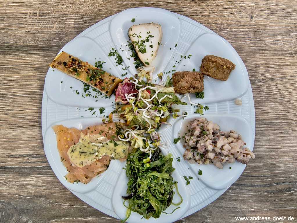Die Vorspeise Friesen Tapas im Restaurant Seefoherhus in Wittd&uuml;n: die nordfriesische Interpretation der klassischen spanischen Tapas